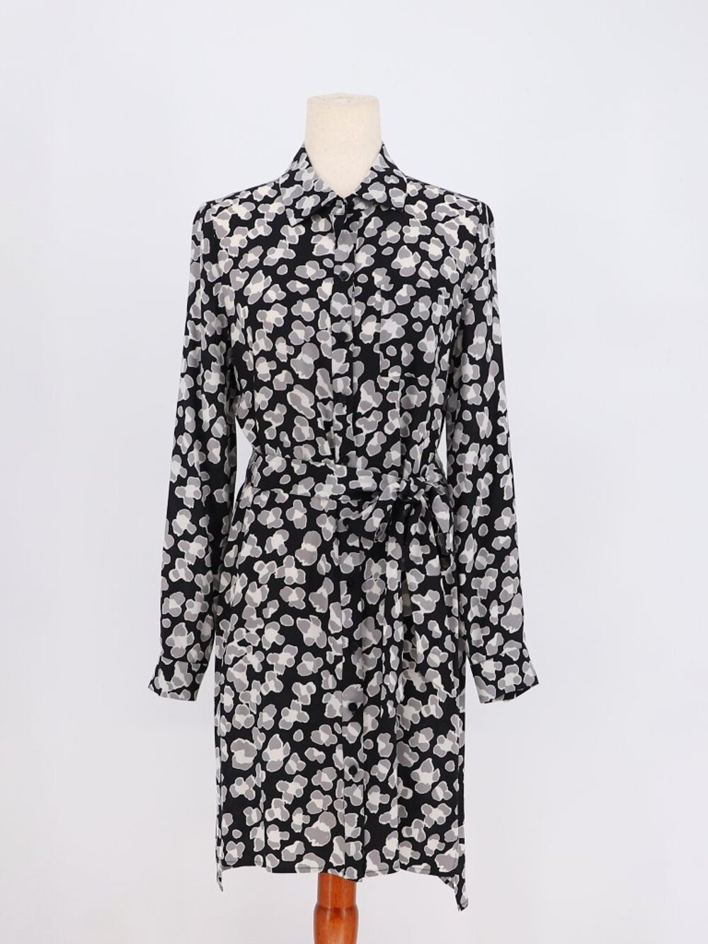 DIANE VON FURSTENBERG Prita Silk Georgette Belted Shirt Dress Size 6